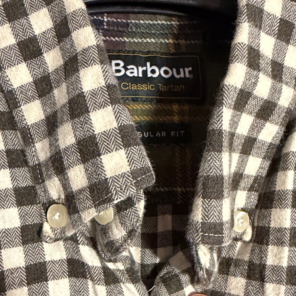 Barbour Green Gingham Check Plaid Flannel‎ Button Down Size Small